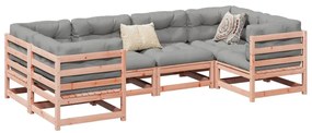 vidaXL 6 pcs conj. sofás jardim c/ almofadões madeira abeto-de-douglas