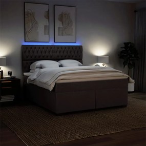 Cama com molas/colchão 180x200 cm tecido castanho-escuro