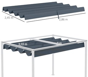 Cobertura para Pérgola Retrátil 286x245 cm Teto de Substituição para Pérgola com Proteção UV30+ para Pérgola de 3x2 cm Cinza