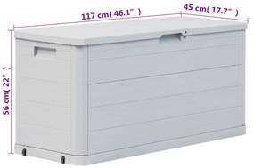 Caixa de arrumação para jardim 280 L cinzento-claro