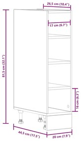 Armário inferior “Riga” 20x44,5x81,5 cm contraplacado preto