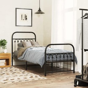 vidaXL Estrutura de cama com cabeceira e pés 80x200 cm metal preto