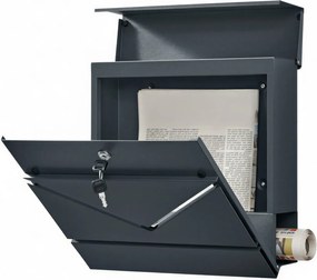 Caixa de correio 37 x 10,5 x 37 cm com compartimento para jornais, janela de visualização antracite