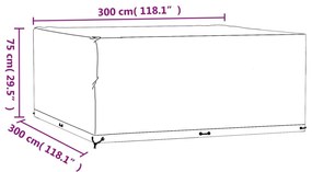 Capa para mobília de jardim 16 ilhós 300x300x75 cm quadrado