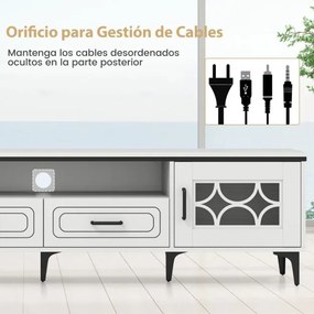 Móvel para TV de até 80 polegadas com 2 gavetas, 2 compartimentos com porta e prateleira 180,5 x 35 x 46 cm branco