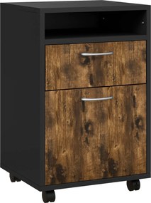 HOMCOM Móveis de Escritório com Rodízios Gaveta Casa e Armário para Documentos 40x35x60 cm Castanho Rústico | Aosom Portugal
