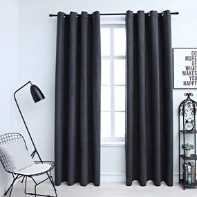 Cortinas blackout c/ argolas em metal 2 pcs 140x245cm antracite