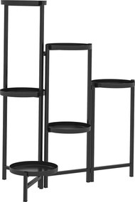 Outsunny Suporte para plantas 6 níveis prateleira ajustável e dobrável em metal design sem parafusos suporte 60 x 40 x 80 cm preto | Aosom Portugal