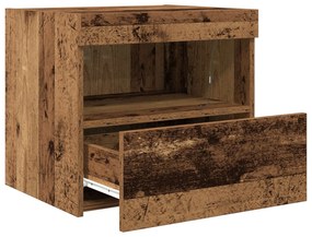 Cabeceira de Cama vidaXL com Luzes LED Madeira Antiga 50x40x45 cm