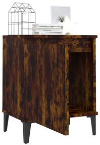 Mesa cabeceira pernas de metal 40x30x50 cm cor carvalho fumado