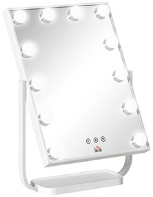 Espelho de Maquilhagem Espelho de Mesa com 12 Luzes LED 3 Temperaturas