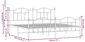 Estrutura de cama com cabeceira e pés 193x203 cm metal branco