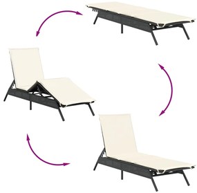 Espreguiçadeiras com almofadões 2 pcs vime PE preto
