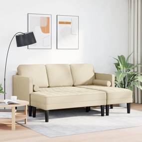 Conjunto de 2 Peças com Almofadas Creme em Tecido