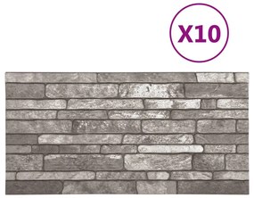 Painéis de parede 3D design tijolos cinzentos-escuros 10 pcs EPS