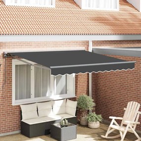 vidaXL Toldo Retrátil Manual Antracite 300 x 250 cm Poliéster e Metal