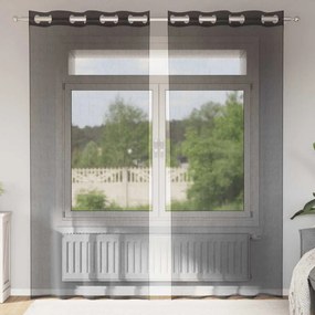 Cortinas de voile com ilhós 2 pcs preto 140x225 cm