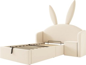 Cama juvenil 90x200 cm com baú hidráulico, Bege | AOSOM Portugal