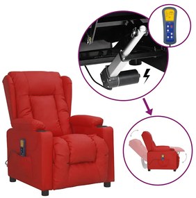 Poltrona massagens elevatória couro artificial vermelho tinto
