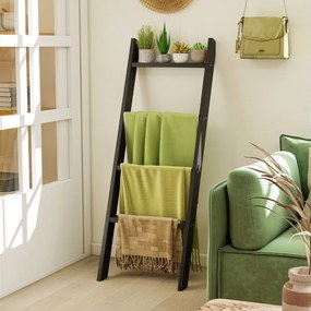 Suporte toalhas em forma escada de 4 níveis 50 × 7,5 × 137 cm Preto