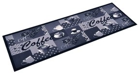 Tapete de cozinha lavável com design café 45x150 cm azul