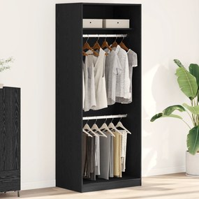vidaXL Guarda-Roupa Preto de Carvalho - 80 x 50 x 200 cm, Feito de Madeira de Engenharia