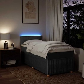 Cama com molas/colchão 90x190 cm tecido cinza-escuro