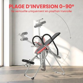 Mesa de Inversão Dobrável, 122 x 59 x 130 cm, Inversão de 0 a 90°, Vermelho