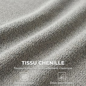 Cadeira de escritório ergonómica, cadeira de escritório em chenille com altura ajustável, encosto curvo, cinzenta