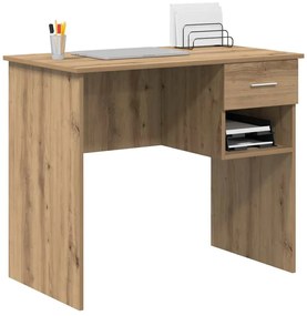 Mesa com Armazenamento Carvalho Artesanal 90x49,5x75 cm Madeira de Eng