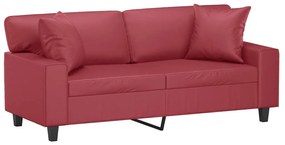 Sofá 2 lugares +almofadas 140cm couro artificial vermelho tinto