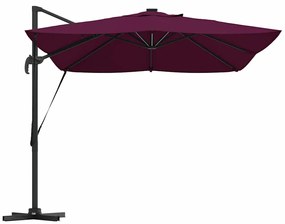 Parasol Cantilever Roma com LEDs Vermelho Bordeaux, 352 x 251 x 265 cm