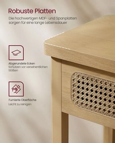 Mesa consola com 2 gavetas estilo Boho 30 x 80 x 100 cm Carvalho bege