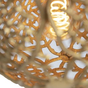 Candeeiro suspenso Art Deco dourado alongado de 3 luzes - Maro Art Deco