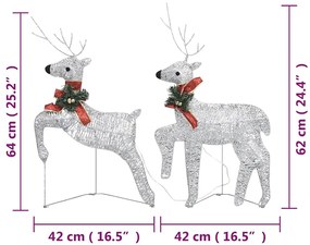 Renas de Natal 2 pcs 40 LEDs prateado