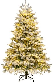 Árvore de Natal artificial com luzes LED brancas quentes e base de montagem fácil - 180 cm verde e branco