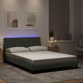 Estrutura de cama c/ luzes LED 120x200 cm veludo cinzento-claro