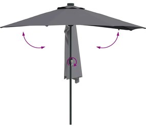 Guarda-sol de Jardim Cinzento-escuro 294 x 150 x 223 cm tecido
