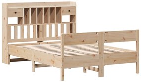 Cama com estante sem colchão 140x190 cm pinho maciço