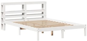 Cama sem colchão 150x200 cm madeira de pinho maciça branco
