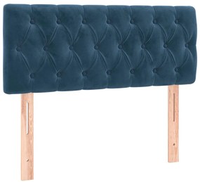Cama box spring c/ colchão/LED 90x200 cm veludo azul-escuro