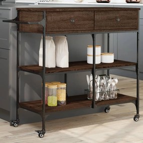 vidaXL Carrinho cozinha 105x42x95 cm deriv. madeira carvalho castanho