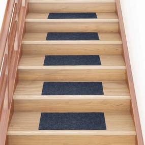 vidaXL Tapetes de escada autoadesivos 30 peças 60x25 cm cinza azul retangular