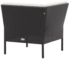 6 pcs conjunto lounge de jardim c/ almofadões vime PE preto