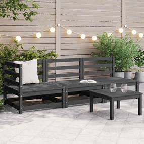 3 pcs conjunto lounge de jardim pinho maciço cinzento