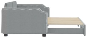 Sofá-cama com gavetão 100x200 cm tecido cinzento-claro