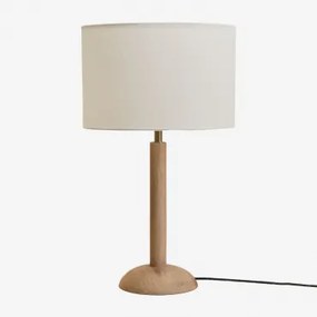 Candeeiro De Mesa Em Madeira De Manga Harry Madeira De Manga & Branco-escuro Ø30 Cm - ↑25 Cm Arlina - Sklum