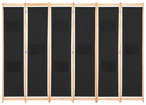 Divisória de quarto com 6 painéis 240x170x4 cm tecido preto