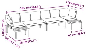 4 pcs conjunto de sofás p/ jardim c/ almofadões alumínio preto