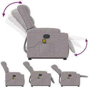 Poltrona elevatória de massagens tecido cinzento-nublado